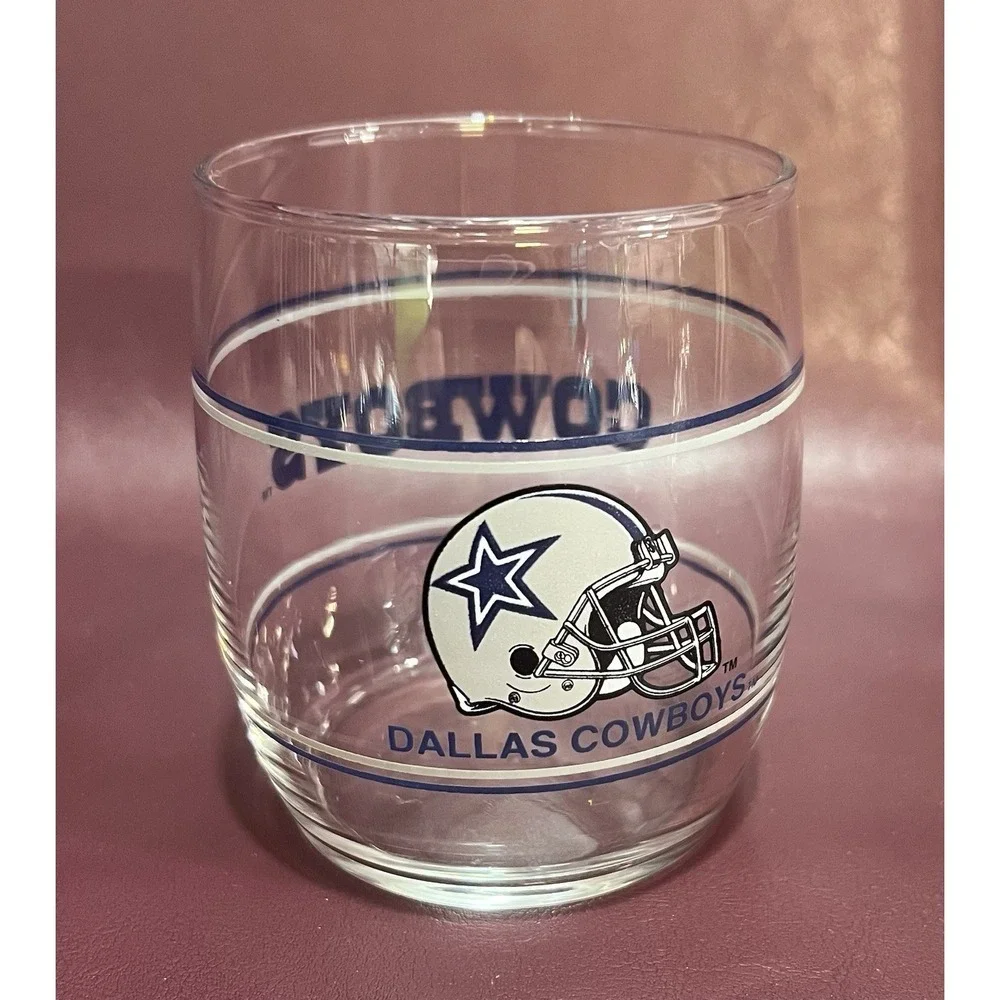 Vintage 1980's Dallas Cowboys‎ Drink Liquor Glass with Helmet Logo Clear 3.75
